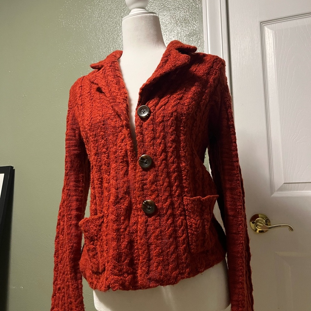 Anthropologie Sparrow Rusty Orange Knit Sweater